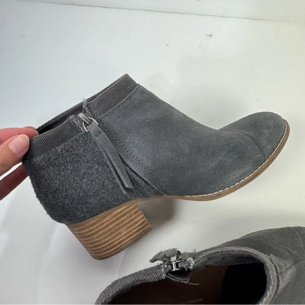 Toms Gray Suede Ankle Boots Booties Casual Shoes